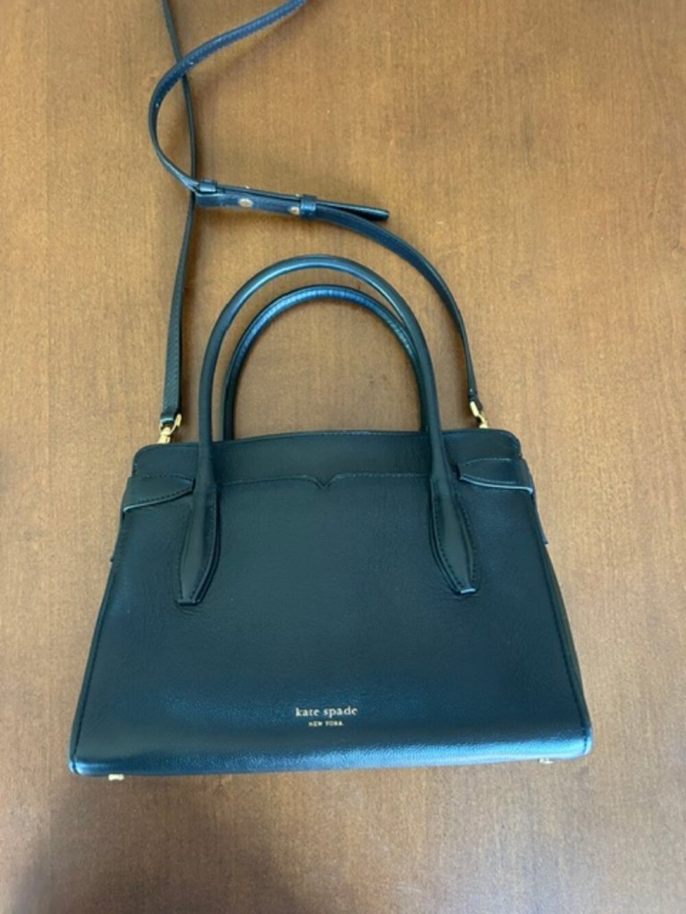 Kate Spade Knott Medium Satchel - Black Peppled Leather